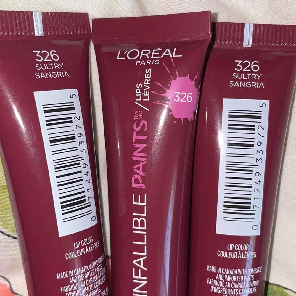 3 pcs BN Loreal Infallible Paint lipstick #326 Sultry Sangria”